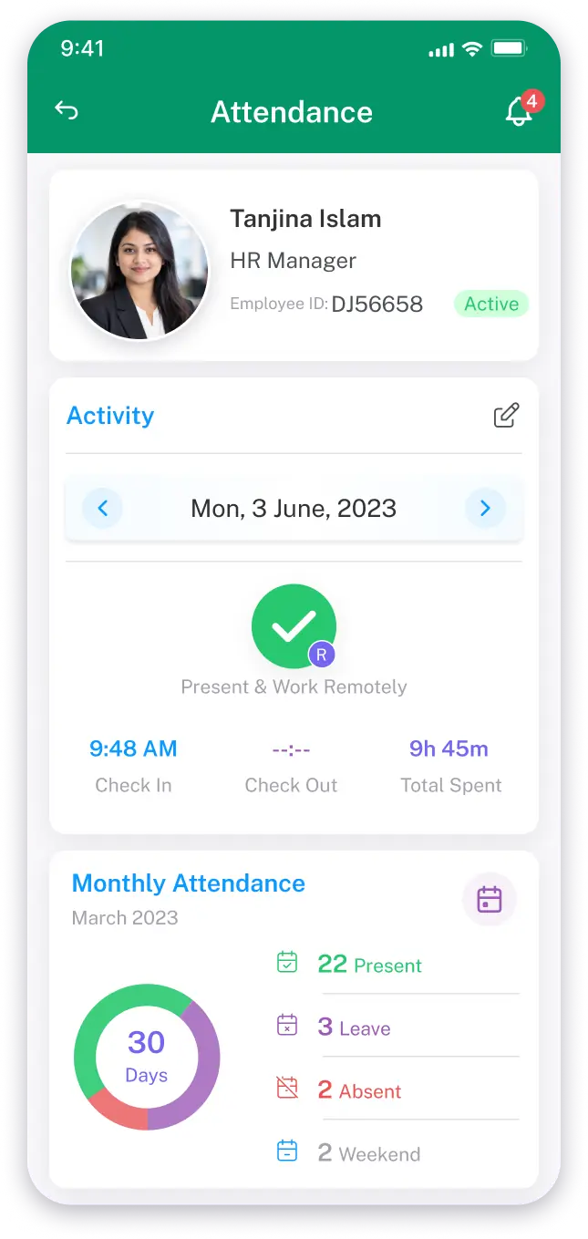 Worklybd attendance details card